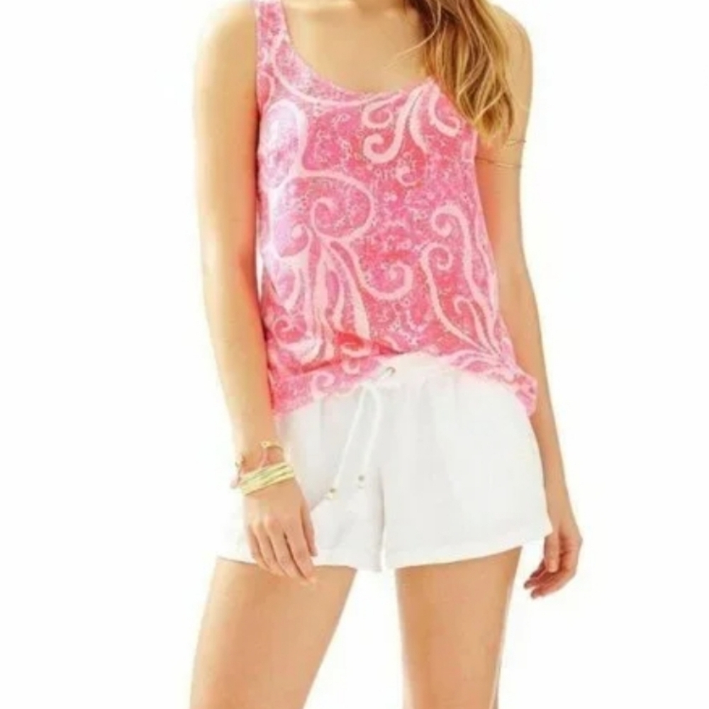 Lilly Pulitzer Women's Cosmos Sleeveless Silk Tank In Pink Pout Size XS - Picture 2 of 13